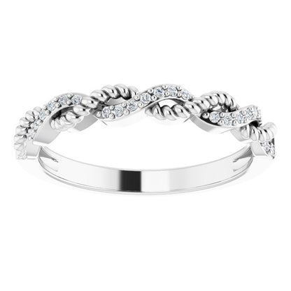 14K White .08 CTW Diamond Stackable Ring