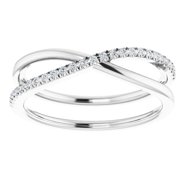 14K White 1/10 CTW Diamond Criss-Cross Ring