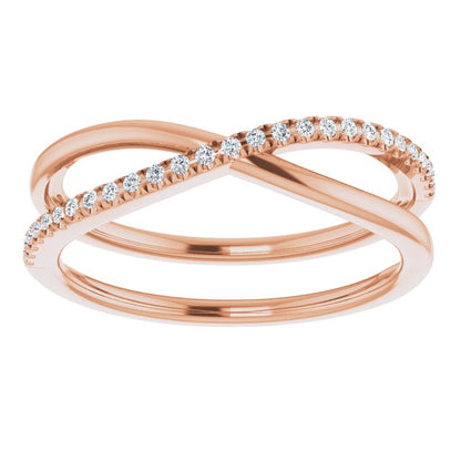 14K Rose 1/8 CTW Diamond Criss-Cross Ring