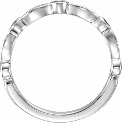 14K White Emerald & 1/6 CTW Diamond Ring