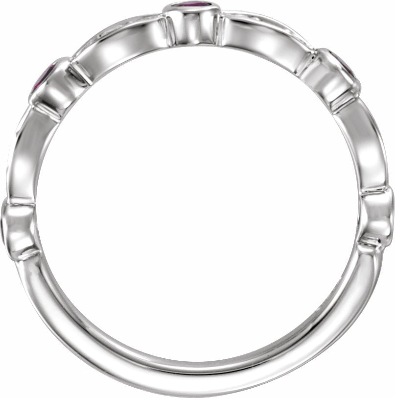 14K White Ruby & 1/6 CTW Diamond Ring