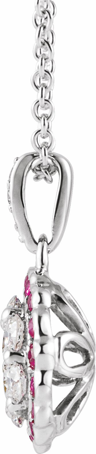 14K White Ruby & 1/3 CTW Diamond Necklace