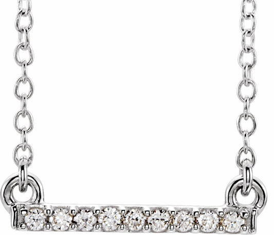 14K White .07 CTW Petite Diamond Bar 16-18 Necklace
