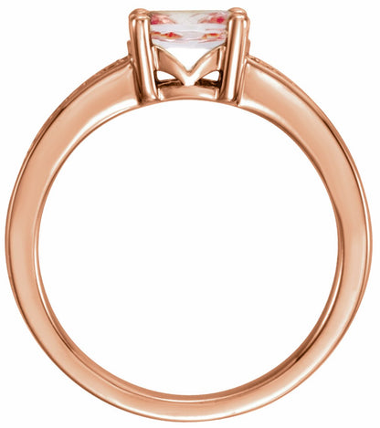 14K Rose Morganite & 1/10 CTW Diamond Ring