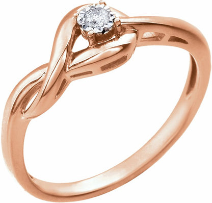14K Rose .04 CT Diamond Ring