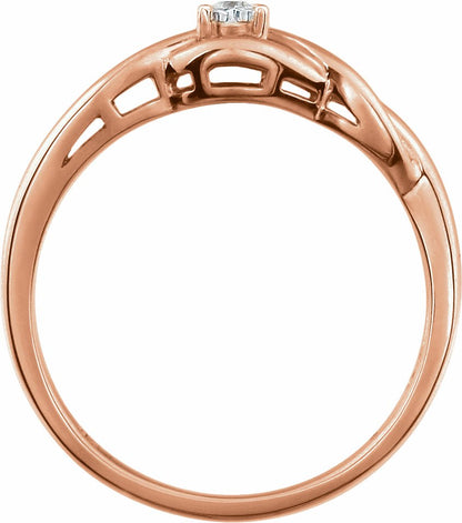 14K Rose .04 CT Diamond Ring