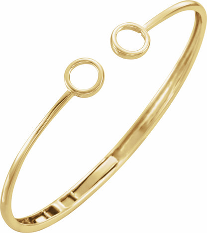 14K Yellow Gold 7 Inch Hinged Circle Cuff Bracelet