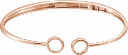 14K Rose Hinged Circle Cuff 7 Bracelet