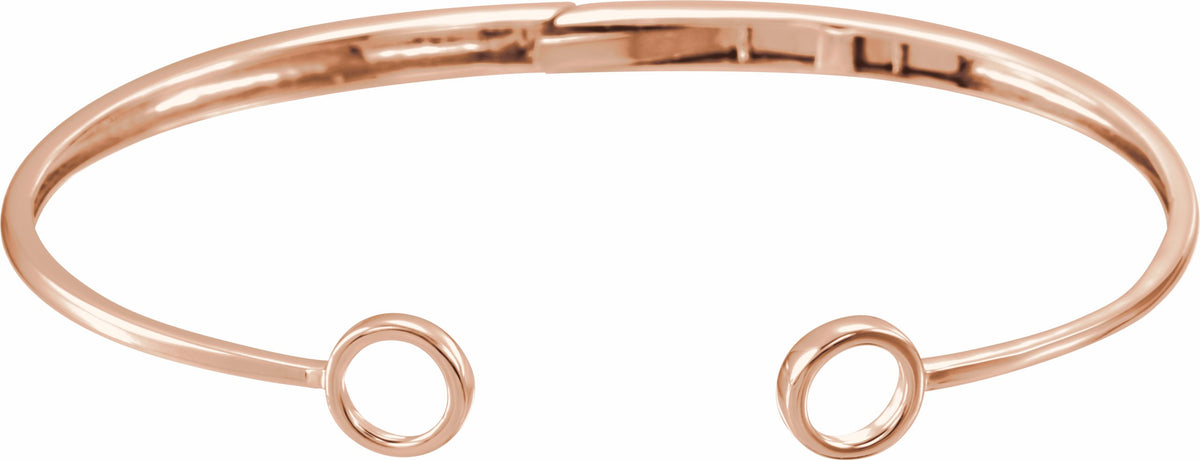 14K Rose Hinged Circle Cuff 7 Bracelet