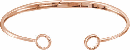 14K Rose Hinged Circle Cuff 7 Bracelet
