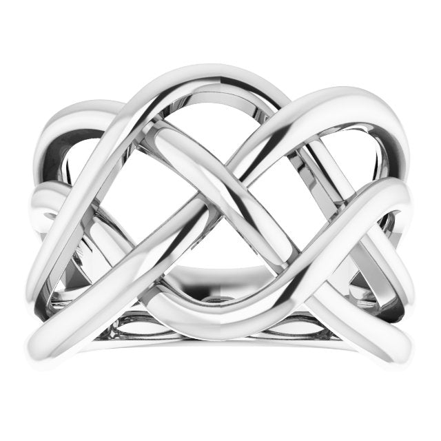14K White Criss-Cross Ring