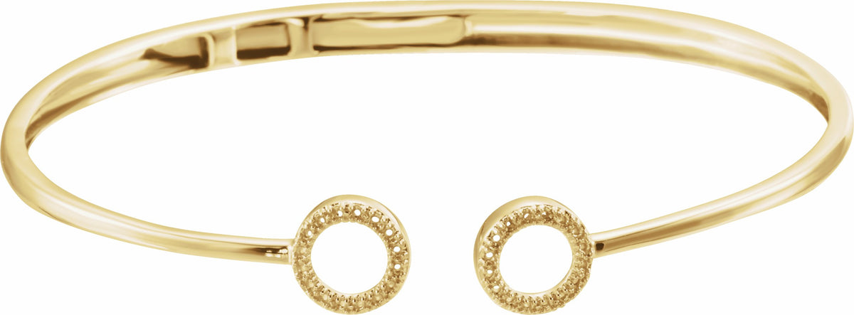 14K Yellow 1/6 CTW Diamond Circle Hinged Cuff 7 Bracelet