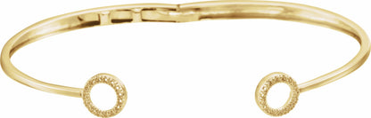 14K Yellow 1/6 CTW Diamond Circle Hinged Cuff 7 Bracelet