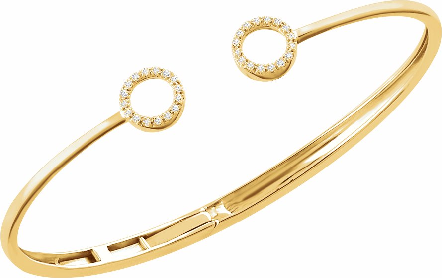 14K Yellow 1/6 CTW Diamond Circle Hinged Cuff 7 Bracelet