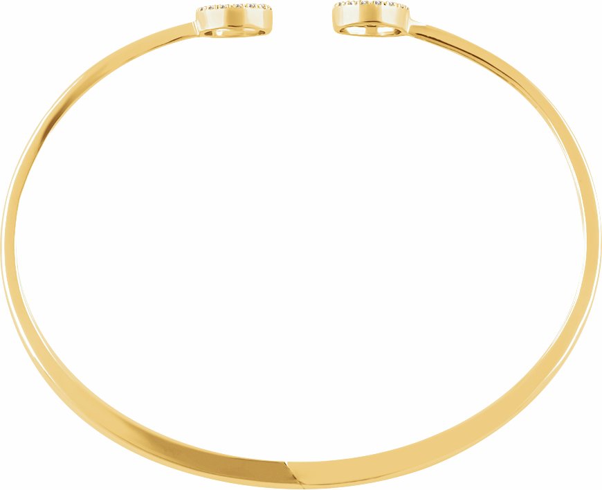 14K Yellow 1/6 CTW Diamond Circle Hinged Cuff 7 Bracelet