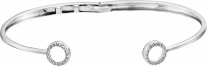 14K White 1/6 CTW Diamond Circle Hinged Cuff 7 Bracelet