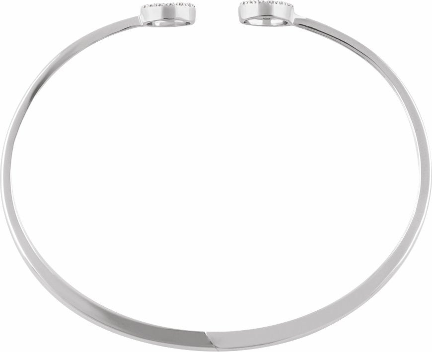14K White 1/6 CTW Diamond Circle Hinged Cuff 7 Bracelet