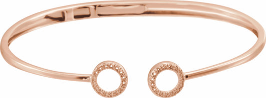 14K Rose 1/6 CTW Diamond Circle Hinged Cuff 7 Bracelet