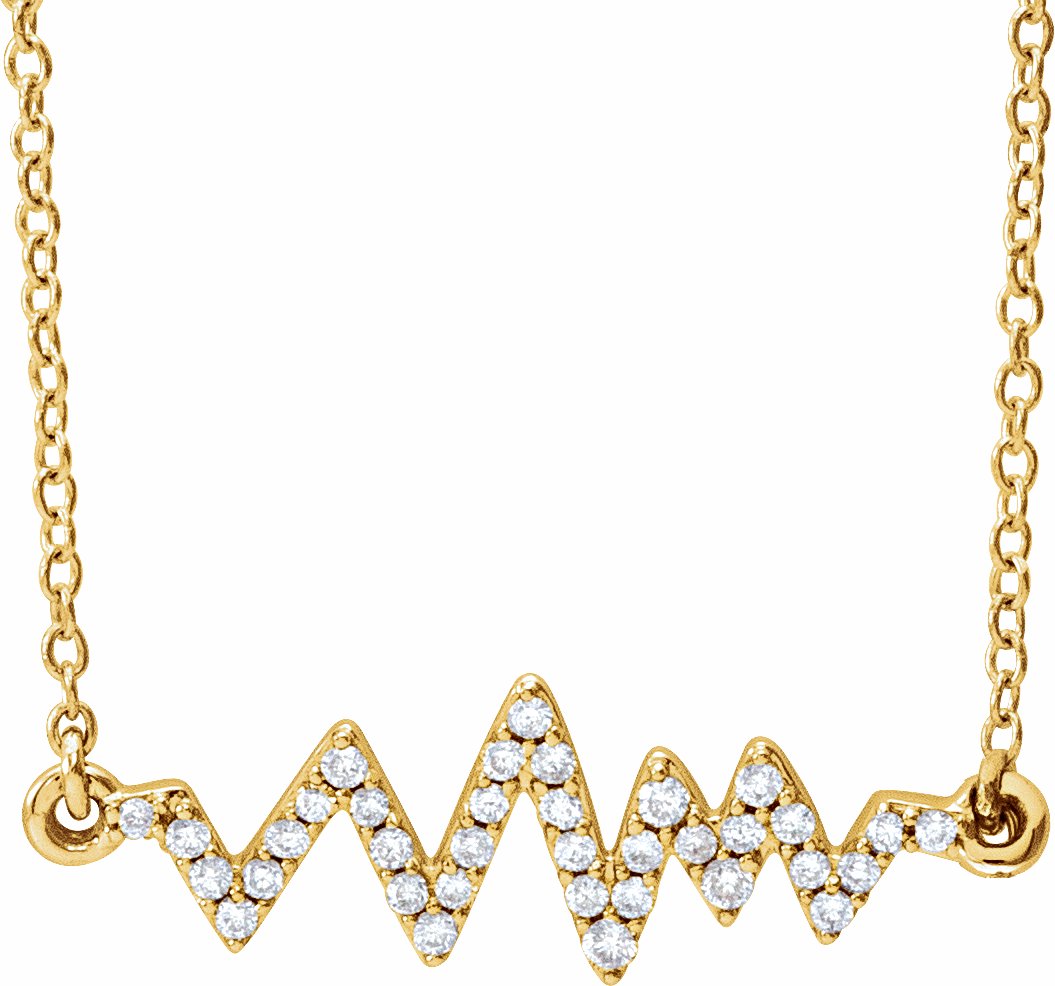 14K Yellow 1/6 CTW Diamond Heartbeat 16-18 Necklace