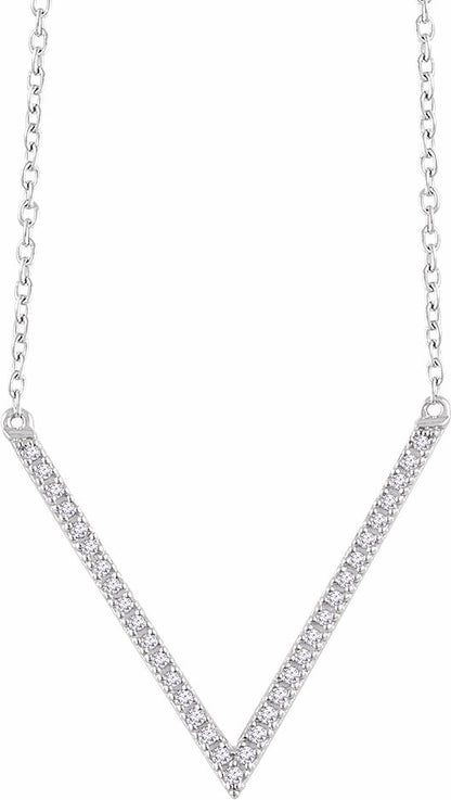 14K White 1/6 CTW Diamond V 16-18 Necklace