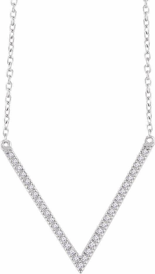14K White 1/6 CTW Diamond V 16-18 Necklace