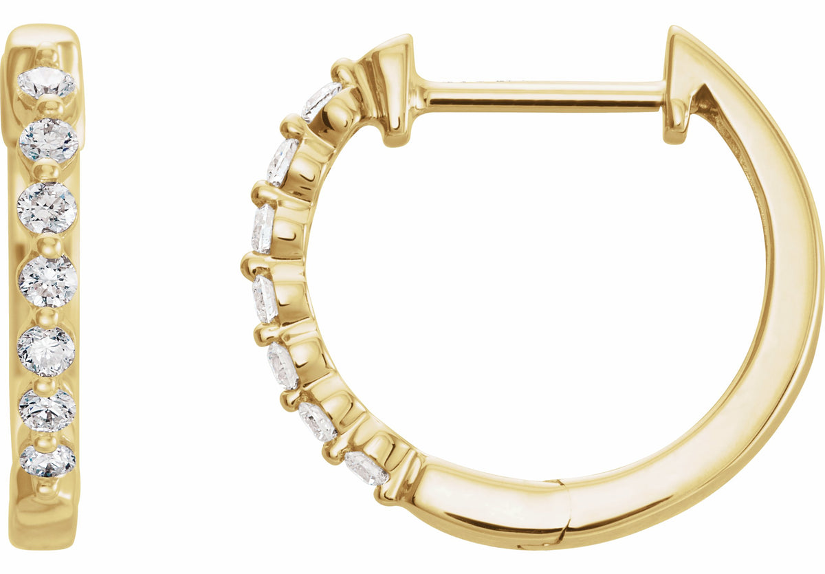 14K Yellow 1/3 CTW Diamond 15.25 mm Hoop Earrings