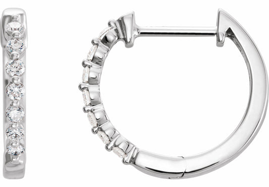 14K White 1/3 CTW Diamond 14.9 mm Hoop Earrings