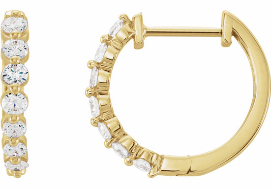 14K Yellow 1/2 CTW Diamond 15.25 mm Hoop Earrings