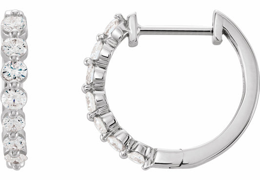 14K White 1/2 CTW Diamond 15.25 mm Hoop Earrings