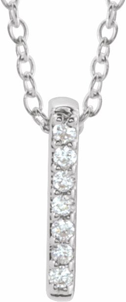 14K White .05 CTW Diamond Bar 16-18 Necklace