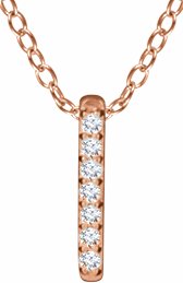 14K Rose .05 CTW Diamond Bar 16-18 Necklace