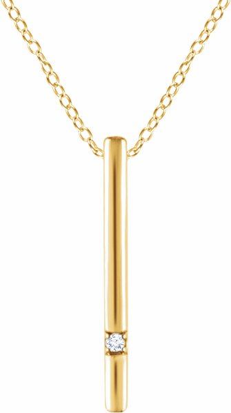 14K Yellow .015 CT Diamond Bar 16-18 Necklace