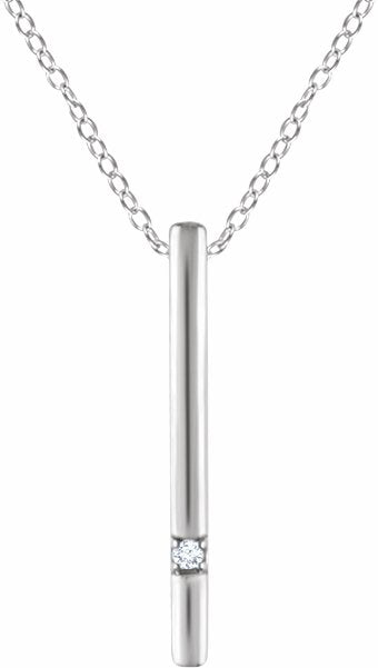 14K White .015 CT Diamond Bar 16-18 Necklace
