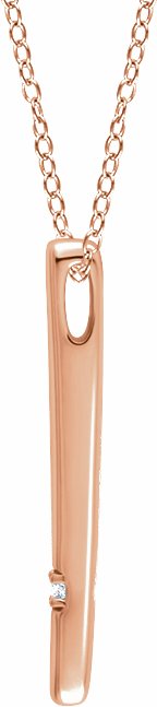 14K Rose .015 CT Diamond Bar 16-18 Necklace