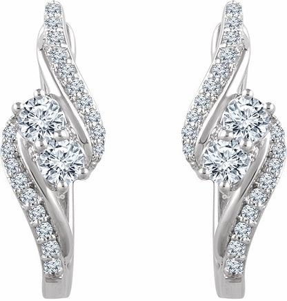 14K White 5/8 CTW Diamond Earrings