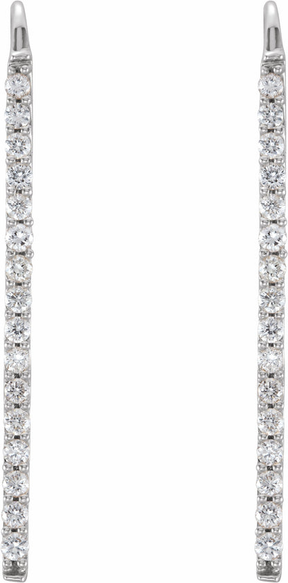 14K White 1/3 CTW Diamond Bar Earrings