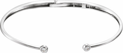 14K White 1/6 CTW Diamond Hinged Cuff Bracelet