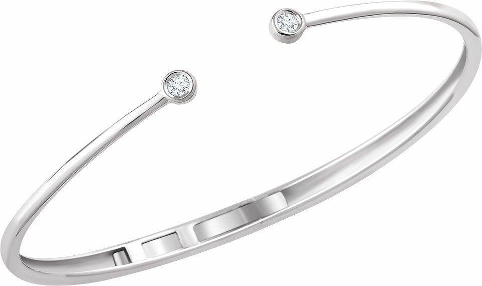 14K White 1/6 CTW Diamond Hinged Cuff Bracelet