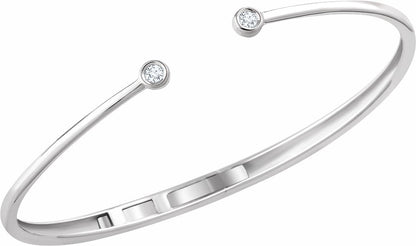14K White 1/6 CTW Diamond Hinged Cuff Bracelet