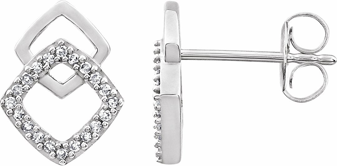 14K White 1/10 CTW Diamond Geometric Earrings