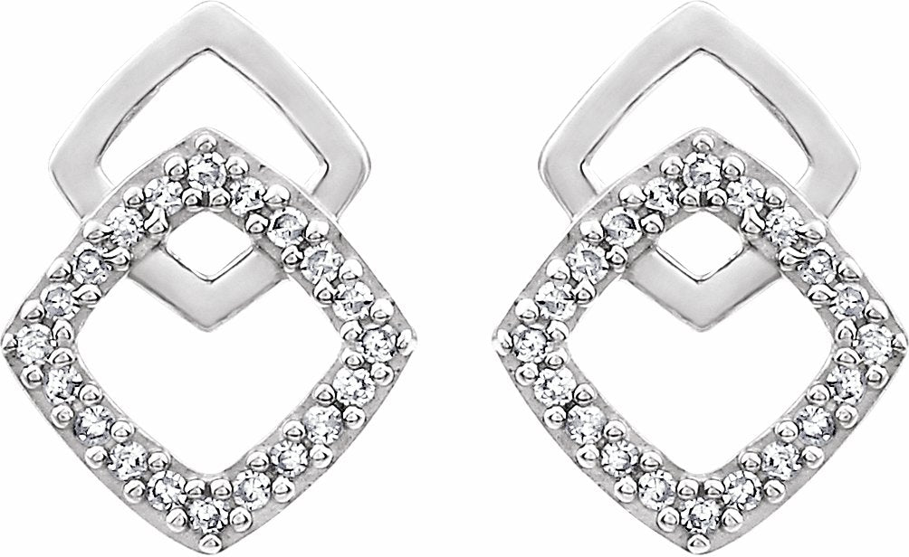 14K White 1/10 CTW Diamond Geometric Earrings