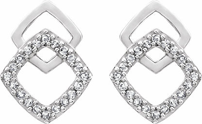 14K White 1/10 CTW Diamond Geometric Earrings