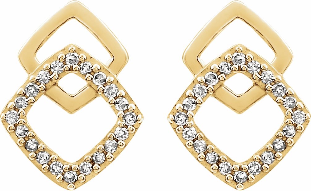 14K Yellow 1/10 CTW Diamond Geometric Earrings