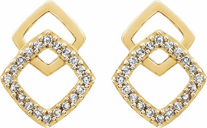 14K Yellow 1/10 CTW Diamond Geometric Earrings
