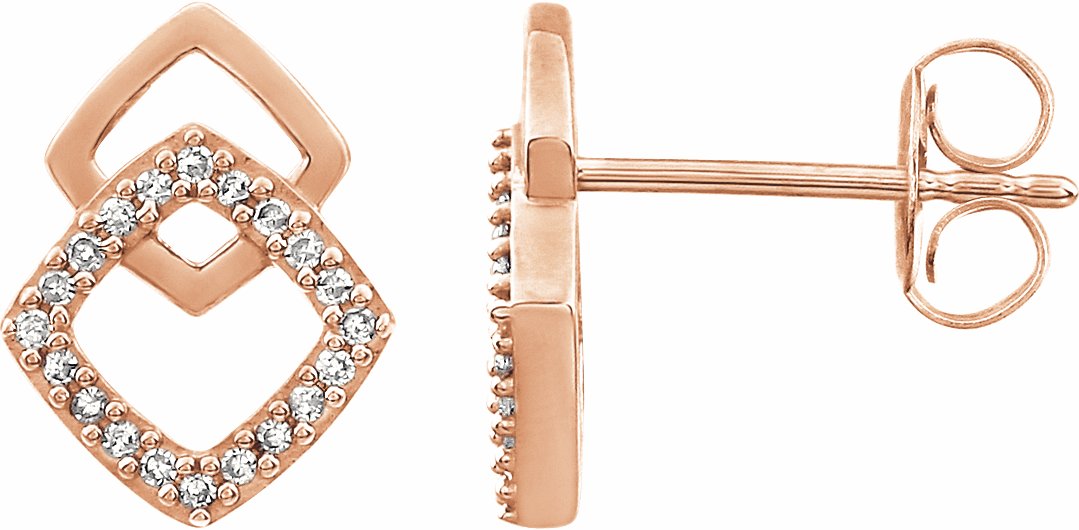14K Rose 1/10 CTW Diamond Geometric Earrings