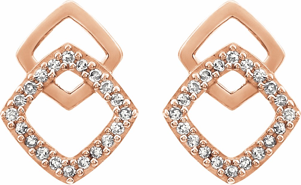 14K Rose 1/10 CTW Diamond Geometric Earrings