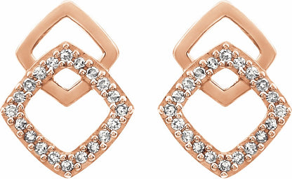 14K Rose 1/10 CTW Diamond Geometric Earrings