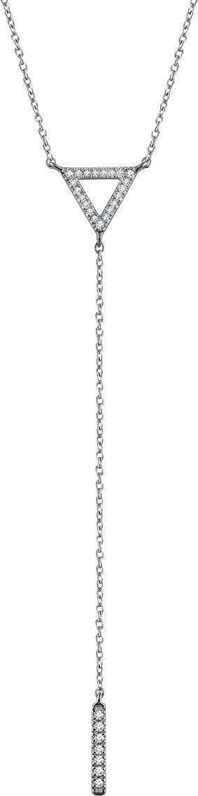 14K White 1/6 CTW Diamond Triangle & Bar Y 16-18 Necklace