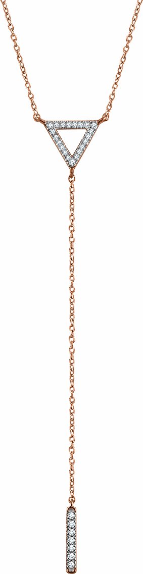 14K Rose 1/6 CTW Diamond Triangle & Bar Y 16-18 Necklace