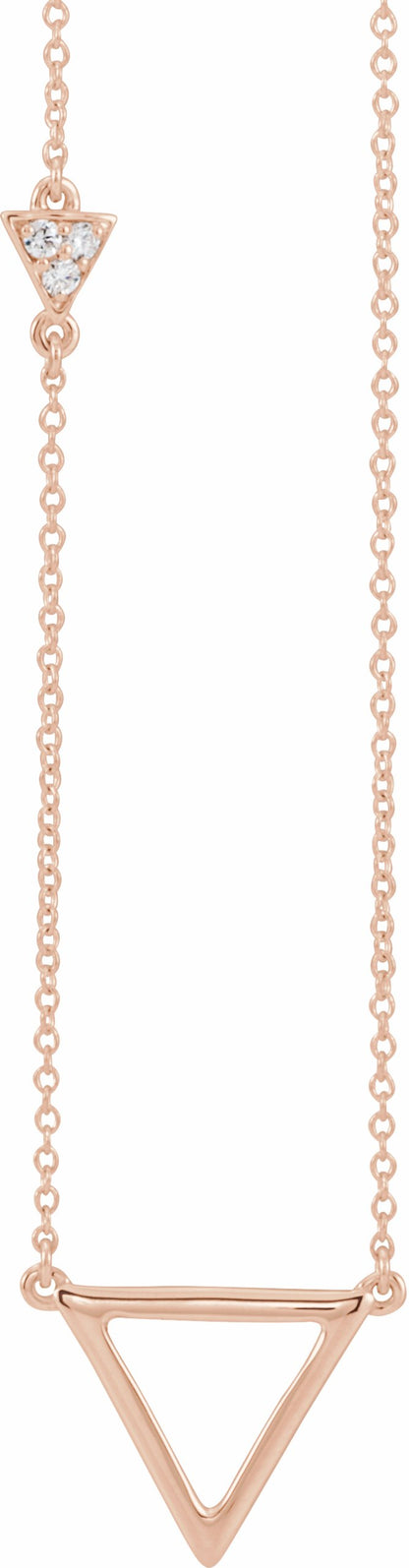 14K Rose .05 CTW Diamond Triangle 16-18 Necklace